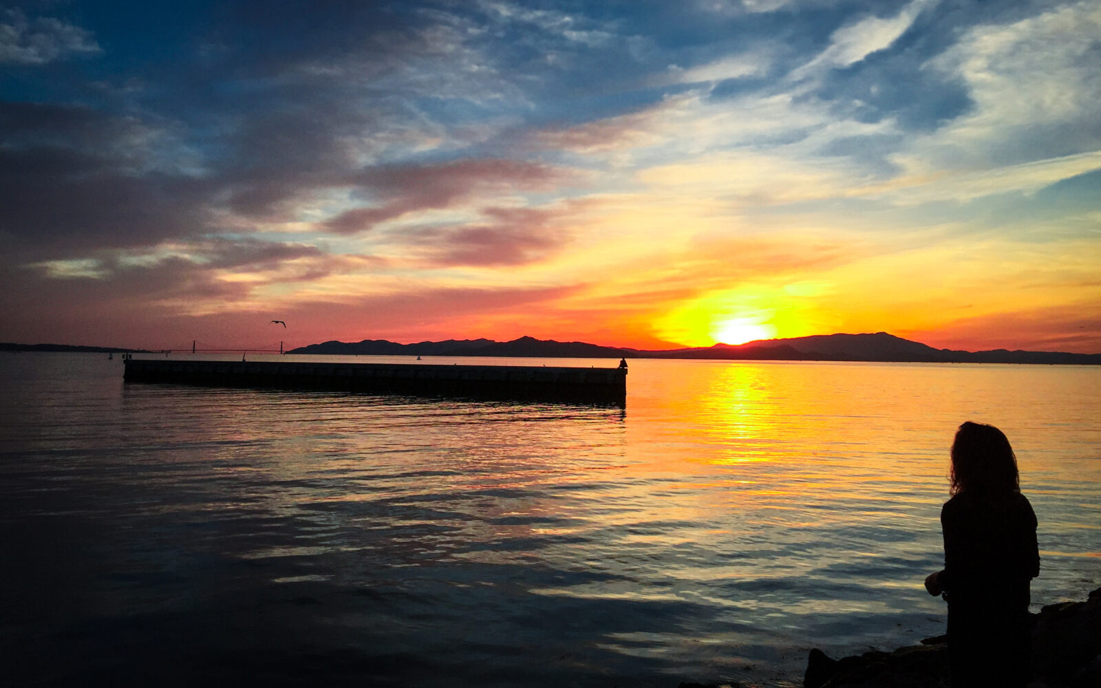 Lindsey Dillon at sunset in the Berkeley Marina