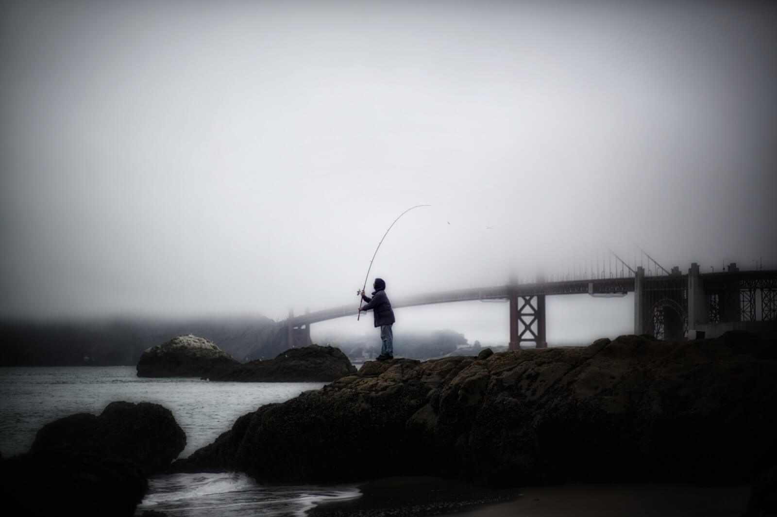 Baker Beach, San Francisco, fishing, Golden Gate Bridge, San Francisco Bay