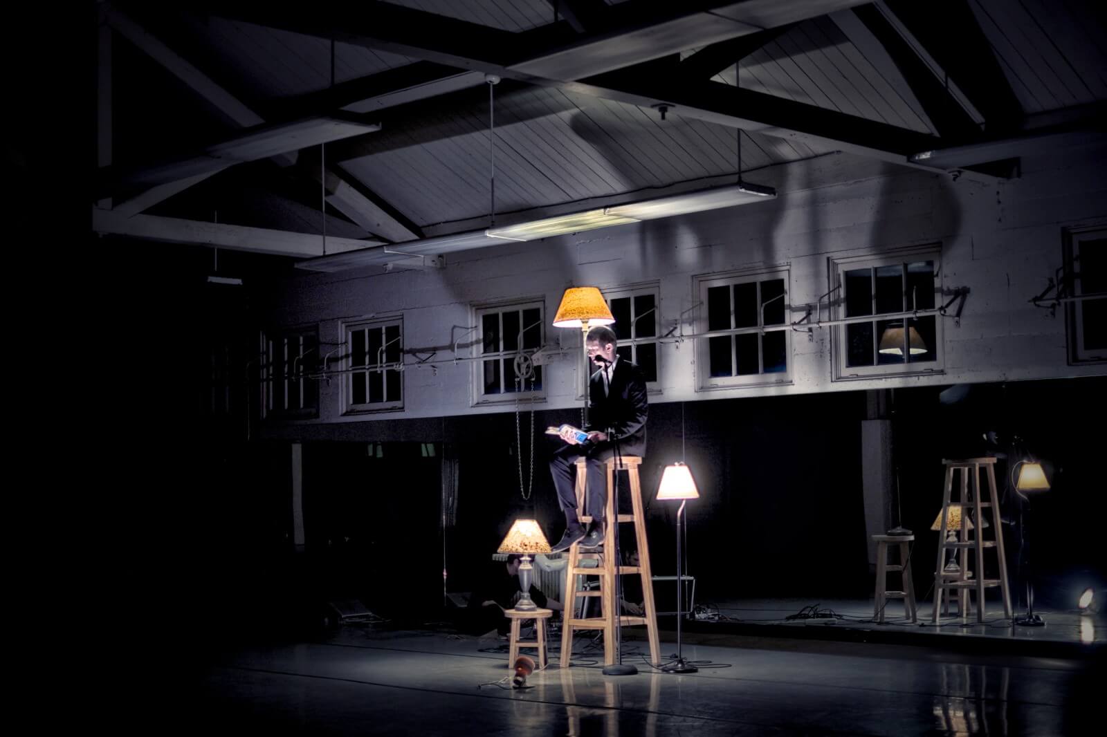 John Cage Lecture on Nothing, John Cage, Roble Gym, Stanford Theater and Performance Studies, Stanford TAPS, Stanford Arts, Performance Studies international, Michael Hunter, Derek Phillips, theatre photography, theatre documentation