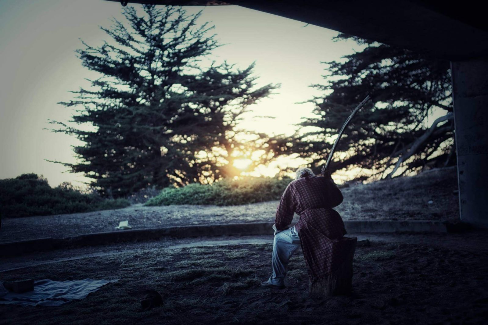 Ava Roy, John Hadden, rehearsal, We Players, King Fool, Battery Wallace, Marin Headlands, site integrated theatre, photography, documentation