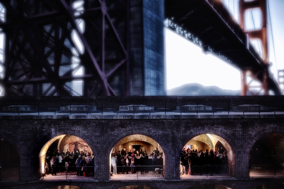 We Players Macbeth Fort Point 2014 We Players, Macbeth, Ava Roy, Golden Gate Bridge, Fort Point, San Francisco, site integrated, theatre, theater, performance, audience, Lauren Dietrich Chavez, jamie lyons, photography, documentation, Shakespeare, nathaniel justiniano, john hadden