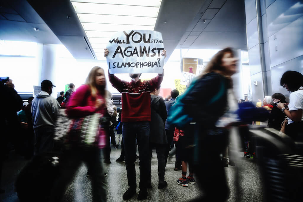 San Francisco international airport,SFO, SFO protest, muslim ban NoBanNoWall Refugees, islamaphobia, anti trump